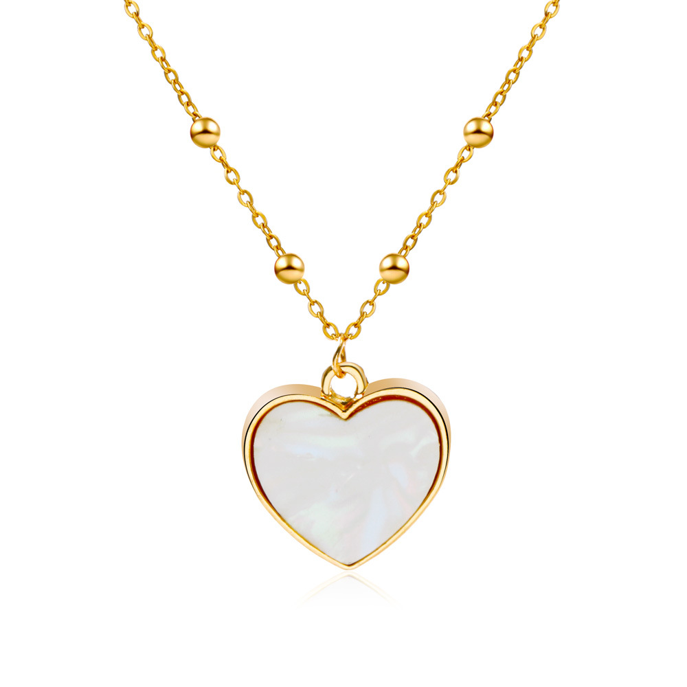Fashion white heart-shape alloy necklace wholesale