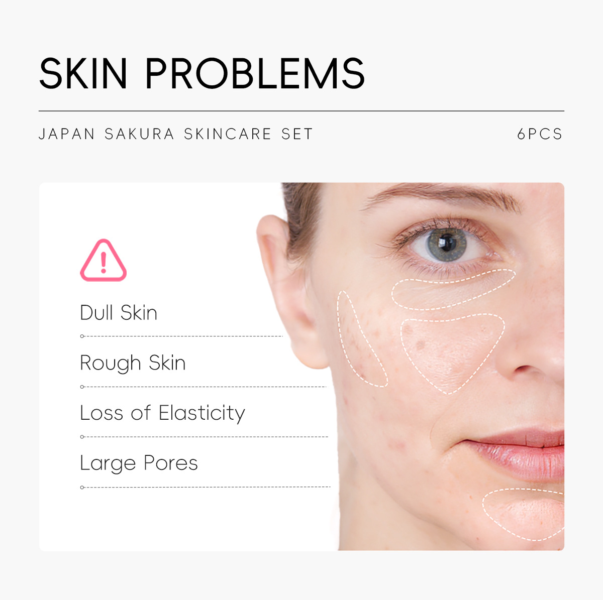 LAIKOU Cherry Blossom Skincare six-piece Set: Facial Cleanser, Essence, Eye Cream, Face Cream, Toner, sunscreen, Cross-border undefined