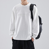 Мужской черный хлопковый демисезонный лонгслив, цветная приятная телу толстовка для отдыха, осенний, свободный крой