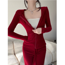 红色套装2026新款修身显瘦减龄运动服韩系超火卫衣阔腿裤两件套女