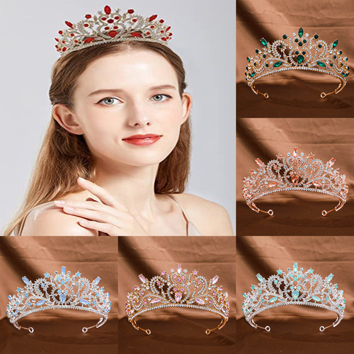 European and American bridal tiara Baroque crown rhinestone princess crown hair accessories wedding anniversary style dress headband accessories