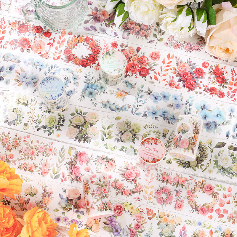 Serie de cartas de flores Fengchuan y cinta de papel libro de bricolaje diario material de decoración pegatinas de flores pegatinas de plantas retro