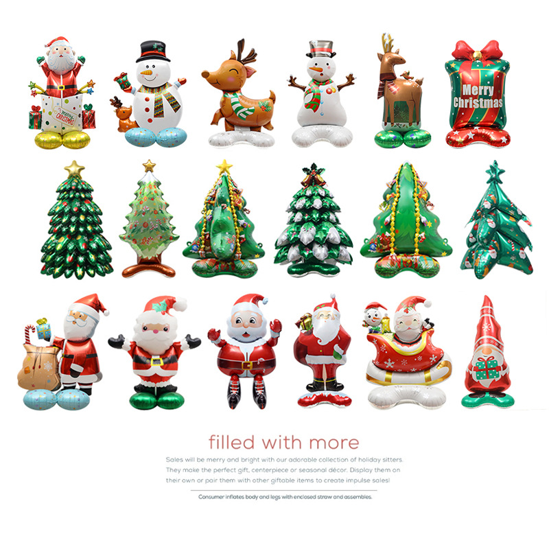 Hjem & Have Vindue Juledekoration rekvisitter legetøj ballon 4D stående jul gammel mand rensdyr juletræ super kæmpe ballon_voghion.com