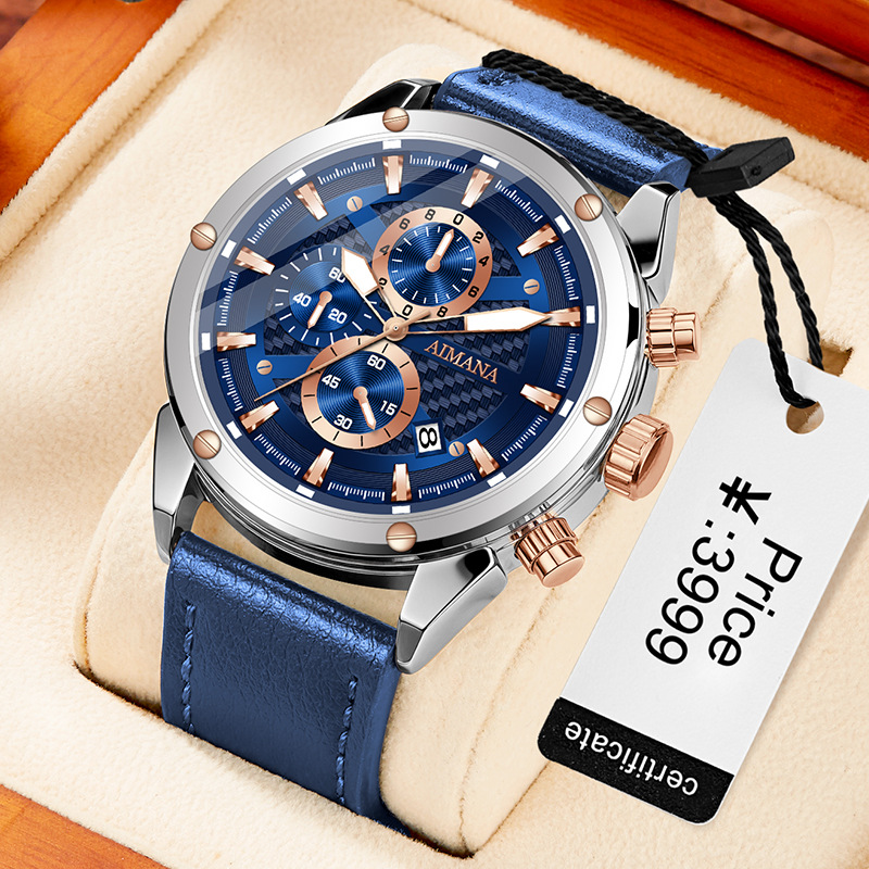 Men's Multifunctional Large Wrist Six-Pin Watch New Hot-Selling Non-Mechanical Casual Fashion Quartz Watch Live Broadcast Cross-Border