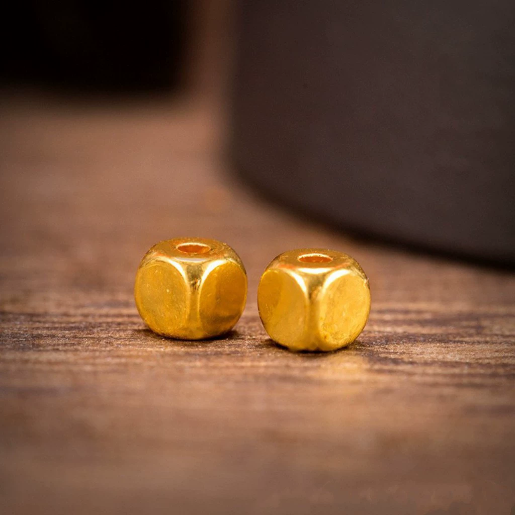 Браслет из чистого золота 9993D, твердое золото, выполненный по древнему методу, с квадратными бусинами, бусина-амулет для удачи, разделительная бусина, хит продаж в прямых эфирах, оптовая продажа, чистое золото