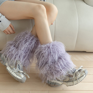Autumn and winter new Harajuku style y2k hot girls plush calf leg set sub-culture Mao Mao milk white middle tube pile socks set