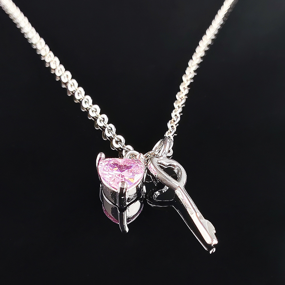 8g Weight Copper Pendant Material Zircon Inlay Material Pendant Necklace Classification Copper Chain Material 1 Piece Quantity Holiday, Daily Occasion Copper Material Heart Shape Pattern Women's Gender Plating, Inlay Design Cute, Sweet Style Copper Plating Inlay Heart Shape Zircon Pendant Necklace 1