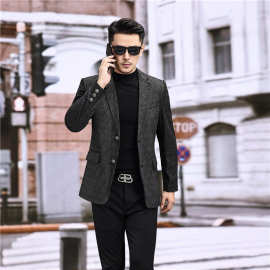 海宁正品绵羊皮西装商务休闲真皮皮衣中年男士皮西服2025春秋外套