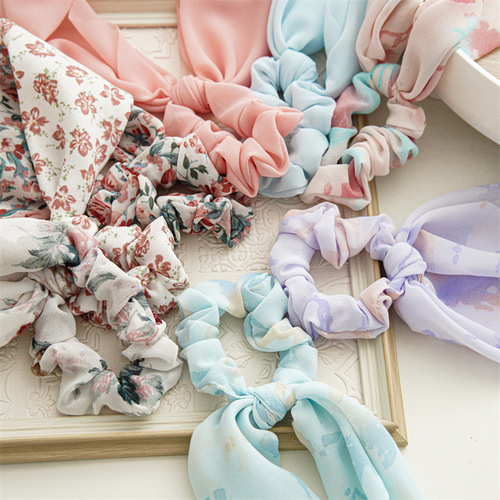 Summer Silk Scarf with Fringe, Lightweight and Fresh, Instagram Style, Large Quantity Supply of Women's Hair Ties, Bow Ties, and Streamers