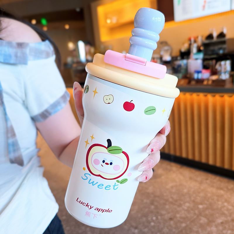 蕉下保温杯女生陶瓷内胆咖啡杯高颜值水杯果茶杯双饮便携吸管杯子|undefined