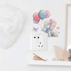 New fun-kg63 cartoon elephant hot air balloon switch sticker for children's bedroom home decoration wall decal wholesale