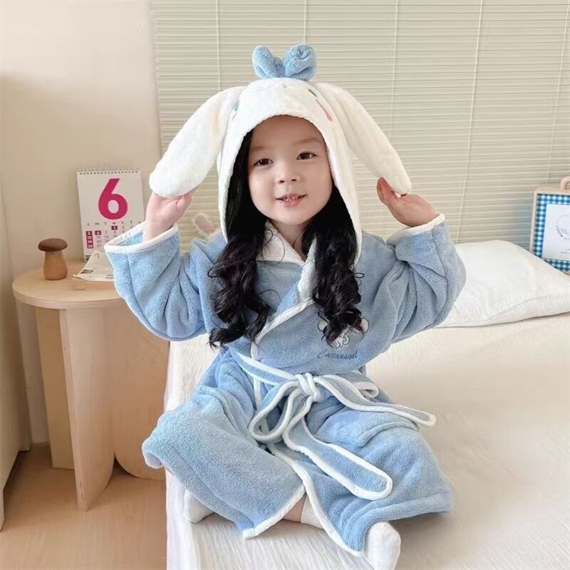 Kulomi Coral Fleece Children's Bathrobe Pajamas Winter Thickened Water Absorbing Quick-drying Cartoon Cute Hooded Long Nightgown Kulomi Coral Fleece Children's Bathrobe Pajamas Winter Thickened Water Absorbing Quick-drying Cartoon Cute Hooded Long Nightgown