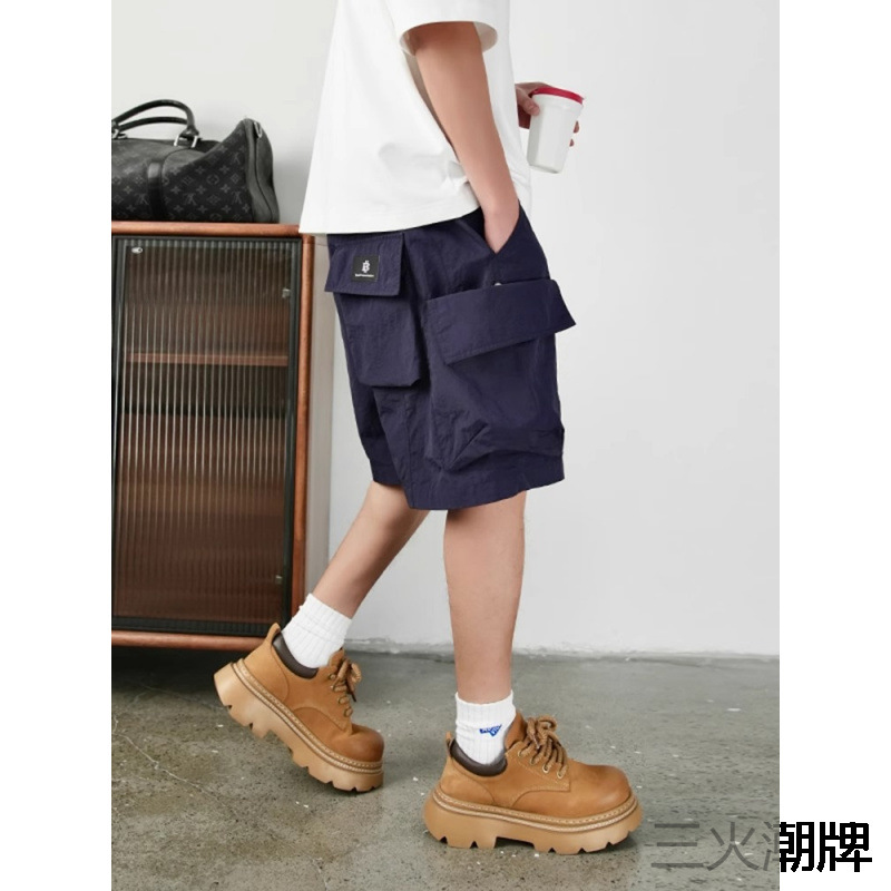 Summer New Multi-Pocket Cargo Casual Shorts for Men, American Retro Trendy Brand, High-End Loose Versatile Knee-Length Shorts