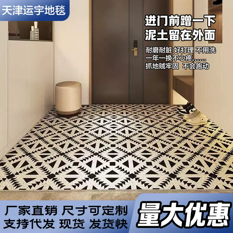 北欧可裁剪丝圈地垫家用玄关入户地垫进门地毯防滑易打理门口脚垫