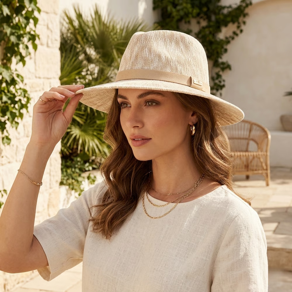 跨境新品独立站Packable Knit Fedora Hat可折叠女士针织帽子