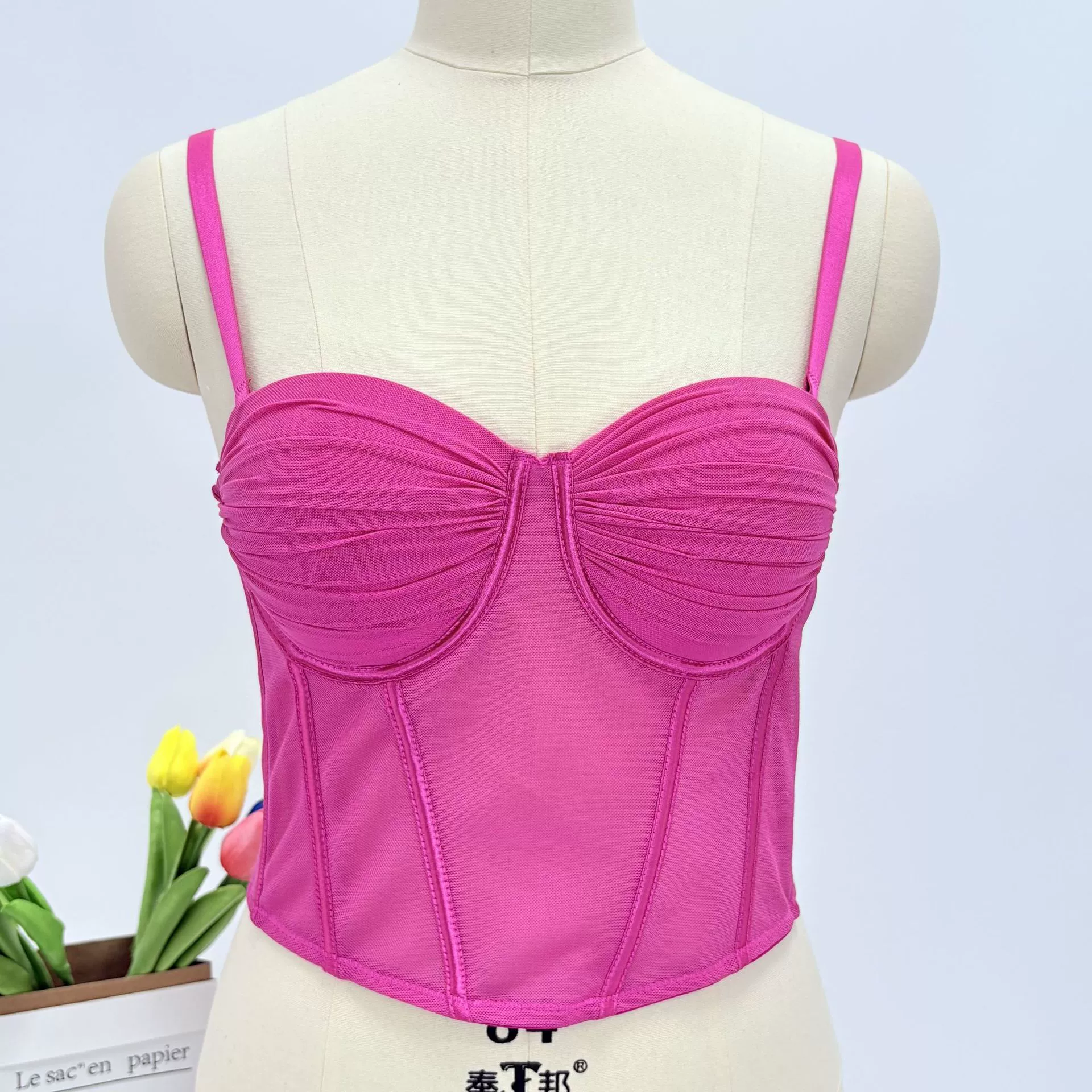 Новый многоцветный плиссированный удобный жилет с пуш-ап на подтяжках от Amazon, бюстгальтер в форме рыбьей кости, внешний бюстгальтер в стиле жилета