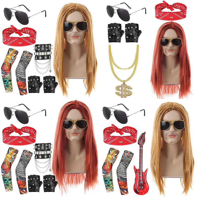 Amazon Cross Border COS Punk Wig 80 s Heavy Metal Hip Hop Rock Orange Long Straight Hair Dress Up suit Amazon Cross Border COS Punk Wig 80 s Heavy Metal Hip Hop Rock Orange Long Straight Hair Dress Up suit