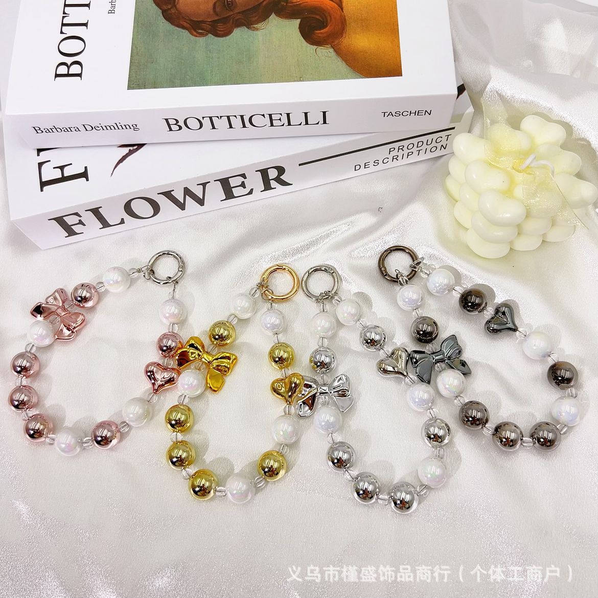 Silver-plated Bowknot Mobile Phone Chain Pendant Red Riding Book Same Style Temperament All-match Personalized Mobile Phone Case Keychain Accessories