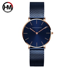 Amazon Hannah Martin Japanese Movement Women's Watch Waterproof Women's Watch Blue Rose Gold Watch