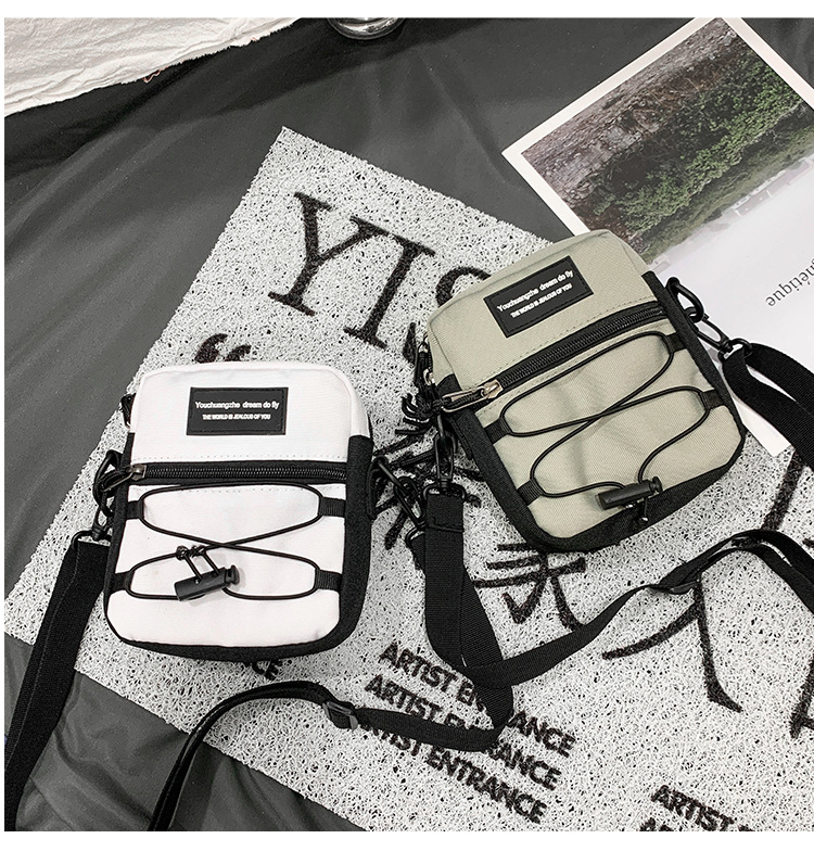 67g Weight Zipper Closure Type Single Shoulder Strap Strap Type Crossbody Bag Bags Type Nylon Material Letter Pattern Streetwear Style Square Shape Khaki, Light Grey, White, Black Color Small Size Small Nylon Letter Streetwear Square Zipper Crossbody Bag 24