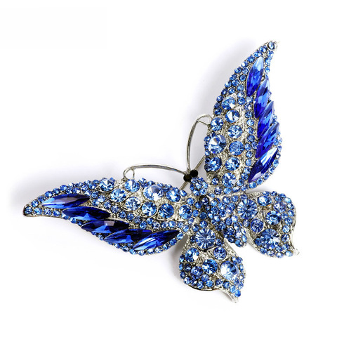 Vintage New Crystal Butterfly Brooch Fashion Animal Insect Lady Brooch High-end Versatile Coat Accessory