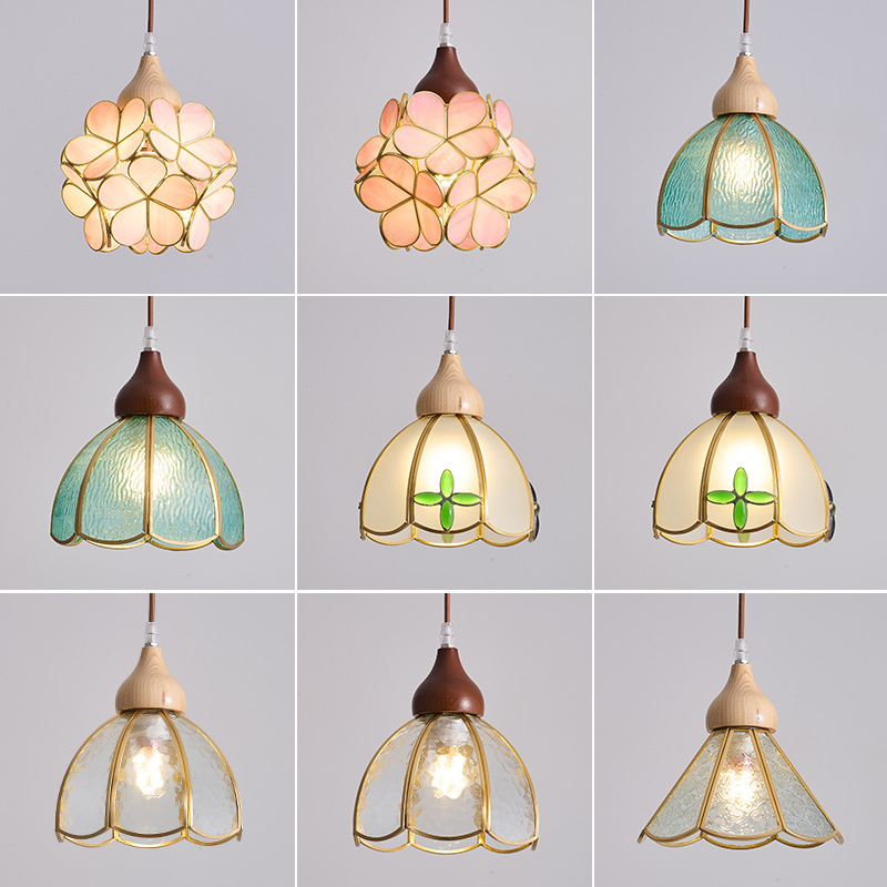 Juganoz medieval retro americano vidrio restaurante lámpara de bar estilo japonés ventana de ventana de viento silencioso puerta de entrada dormitorio pequeño candelabro