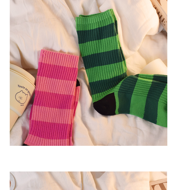 Women's Simple Style Stripe Cotton Jacquard Crew Socks A Pair display picture 8