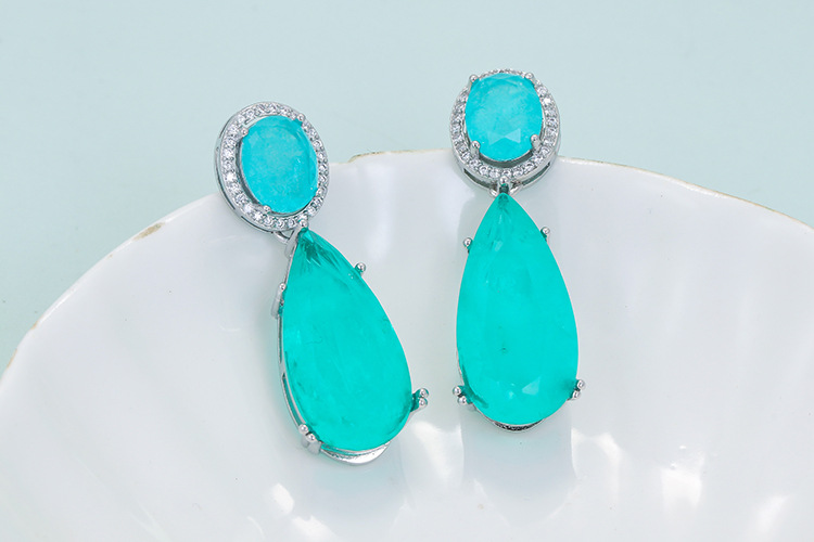 15g Weight Artificial Gemstones, Rhinestones Inlay Material Drop Earrings Classification 1 Pair Quantity 1 Pair Modern Style Simple Style Water Droplets Copper Plating Inlay Artificial Gemstones Rhinestones Drop Earrings