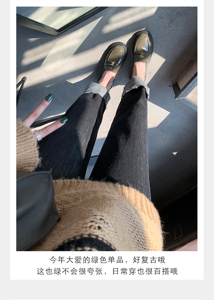 葡萄妈Studiolee英伦风小皮鞋女小金扣圆头一