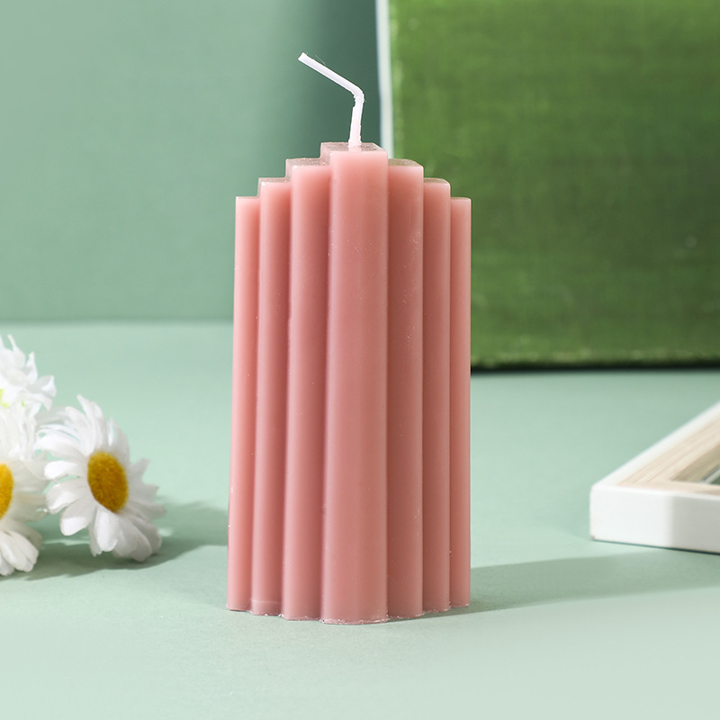 Vintage rosa gris largo estilo de vela casera boda vela vela cena candelabro decoración del hogar adornos