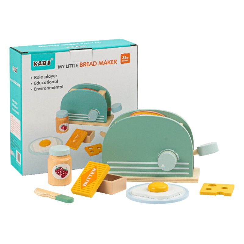 Los niños de educación temprana utensilios de cocina de madera traje simulación desayuno pan bebé divertido rompecabezas jugar casa Juguetes