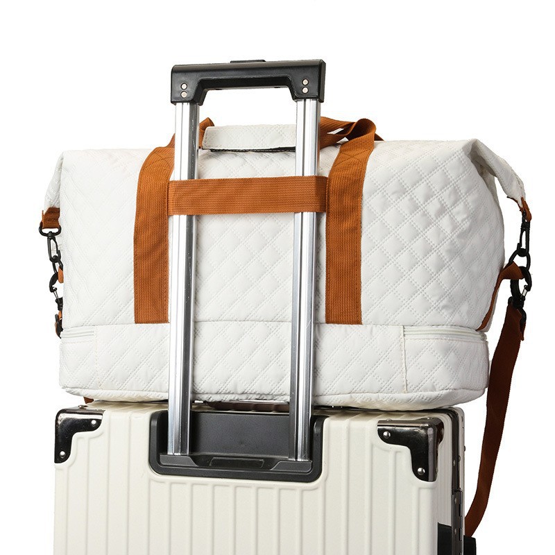 Bolsa de viaje de separación húmeda y seca portátil con varilla de tracción ajustable gran capacidad de almacenamiento de expansión ligera bolsa de equipaje de color de contraste bolsa de maternidad