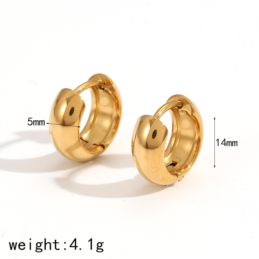 Pendientes de acero de titanio de moda que no se decoloran, con un toque de alta gama, en forma de U de oro de 18 quilates, pequeños, únicos y sencillos.