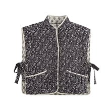 PB&ZA女装2025年秋季新款 时尚素雅印花款正反两面穿棉服背心马甲