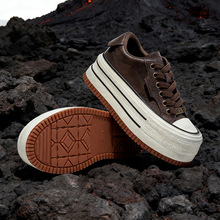 真皮鞋面增高橡胶底休闲鞋女秋季新款女鞋透气舒适休闲百搭女板鞋