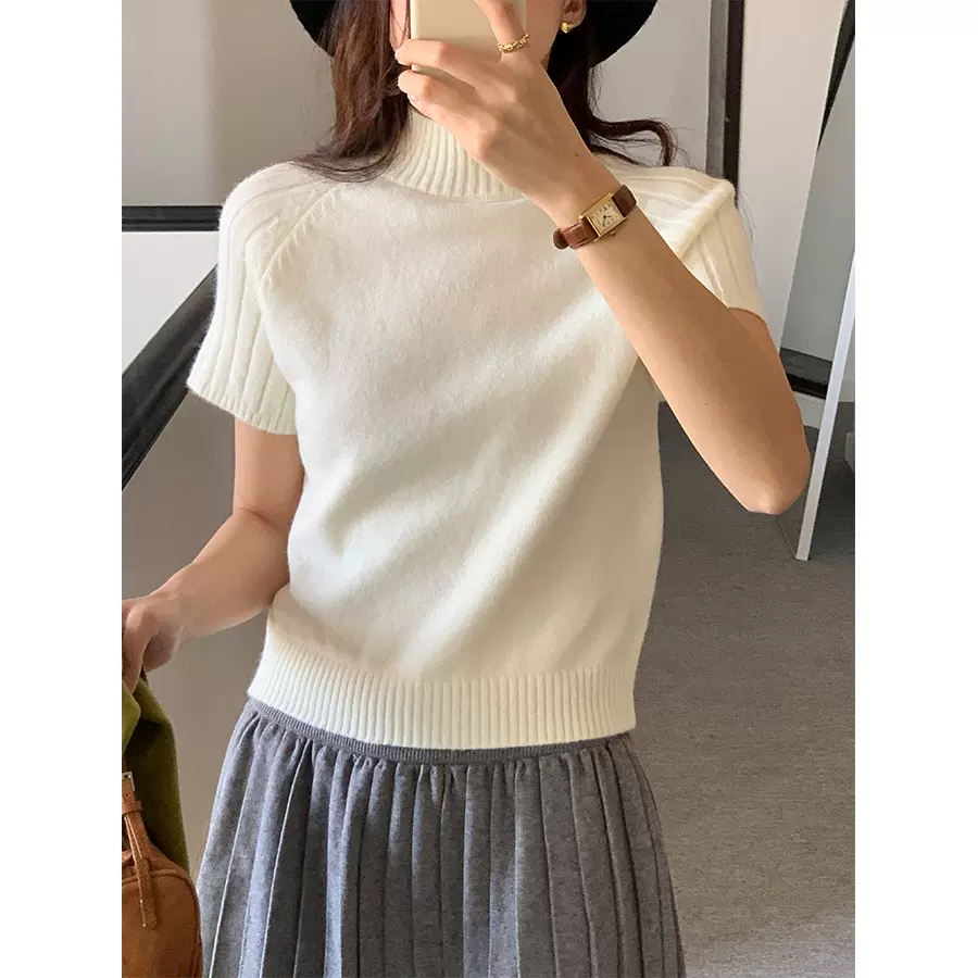 黄峥插肩袖半高领内搭毛针织衫女冬季百搭修身显瘦打底毛衣541130