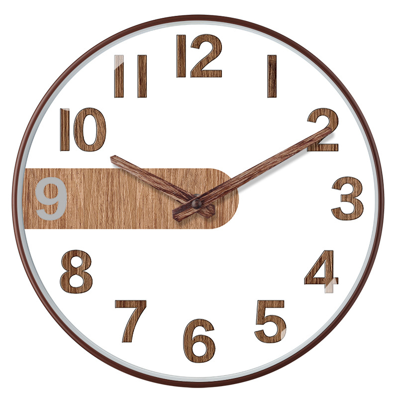 Reloj de pared de 12 pulgadas (30 cm) con acabado cepillado de bambú/madera - Estilo chino moderno - Silencioso - Para sala de estar - Venta transfronteriza