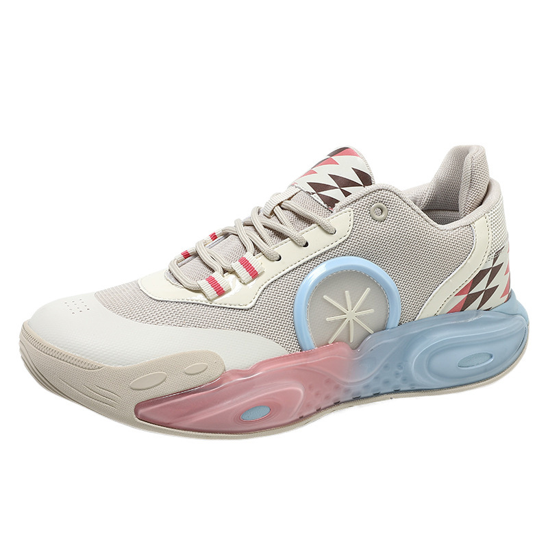 Zapatillas de baloncesto con sonido Calzado para hombre 2 generaciones de mediana edad, piso de concreto, zapatillas de combate reales 4 estudiantes de rebote, zapatillas azules juveniles