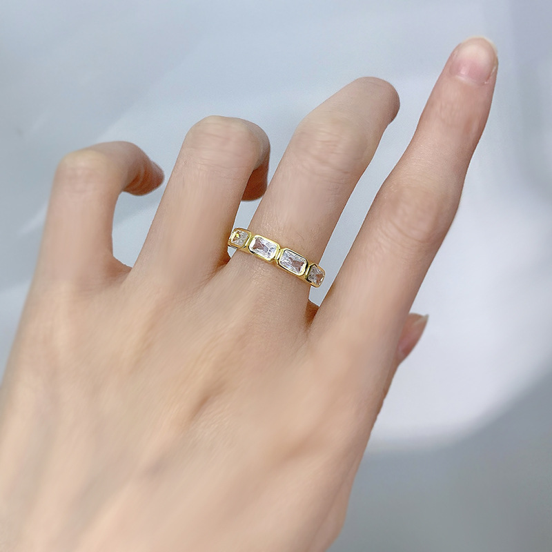 Holiday Occasion 925 Sterling Silver Material 925 Sterling Silver Zircon Square Rings