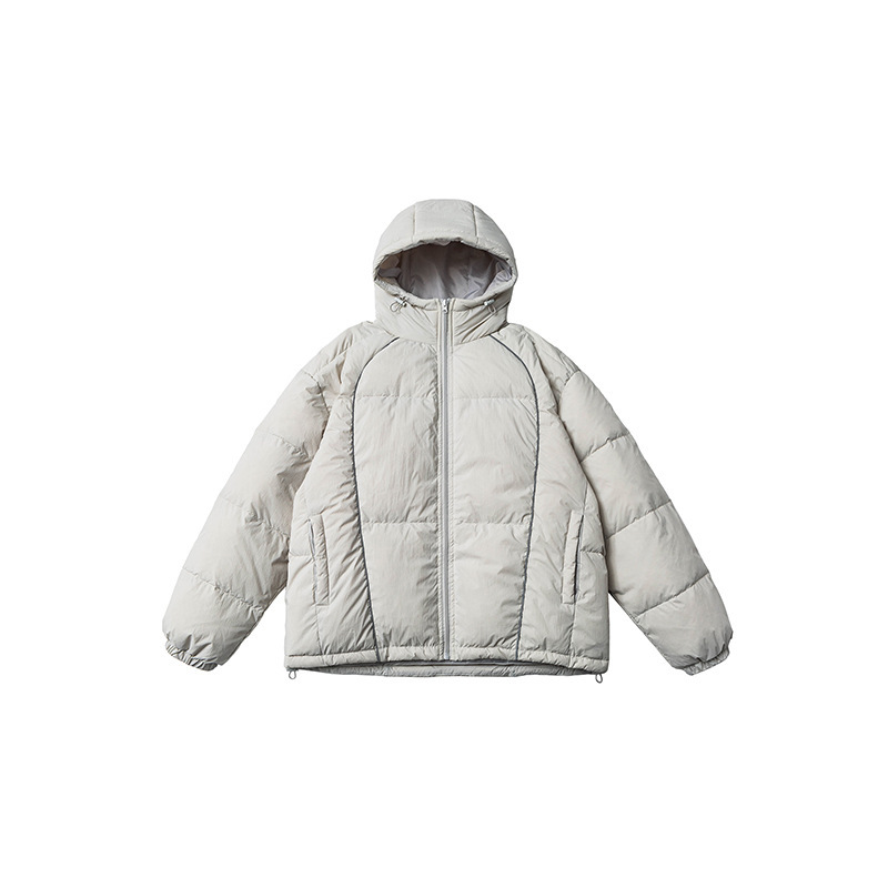 FORN3 2024冬季新款日系潮流反光条90白鸭绒羽绒服复古拼接外套男