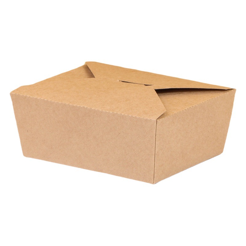 Caja de embalaje de papel Kraft desechable para llevar al vapor bollo relleno caja de almuerzo ensalada tazón pollo frito barbacoa caja de almuerzo cartón rectangular