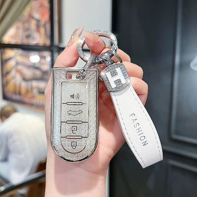 Perodua North Deer Large Car key bag - beilu-model-a-smart-4-button-crystal-white-single-shell-h-rope-diamond-buckle