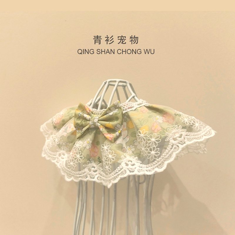 【Qingshan Pet】オリジナルレース唾液タオルペット猫犬ラグドール服夏のスカーフ|undefined