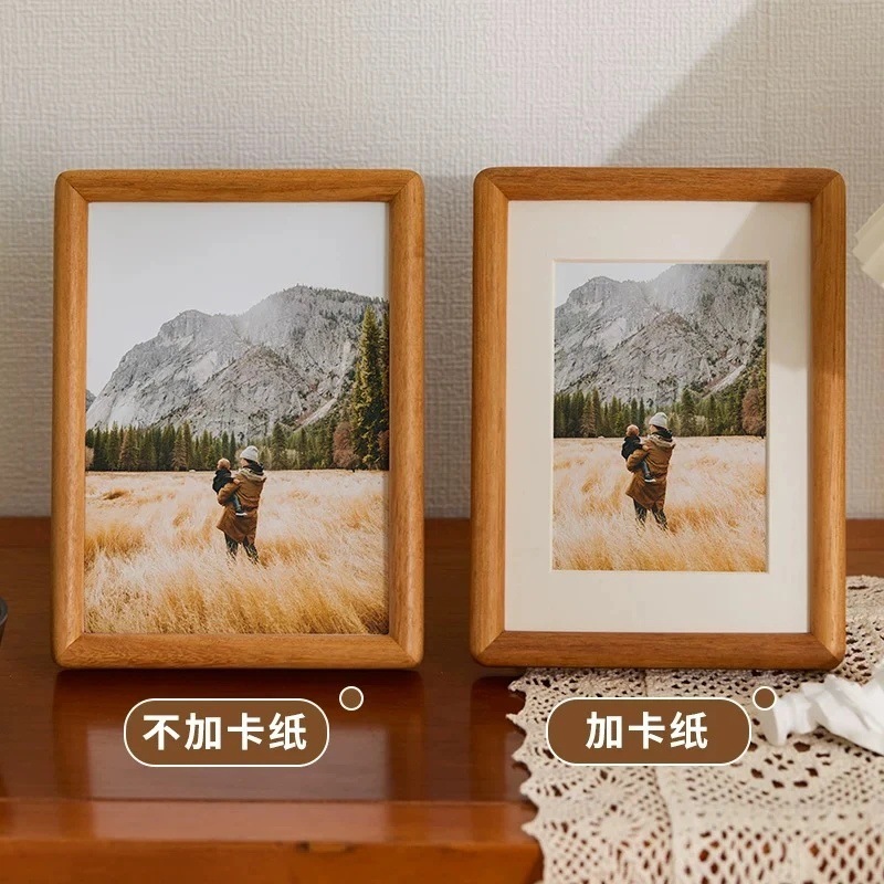 ブラックウォールナットフォトフレームハイエンド無垢材テーブルほぞ穴フォトフレーム壁掛けA4装飾品レトロスクエアデスクトップ|undefined