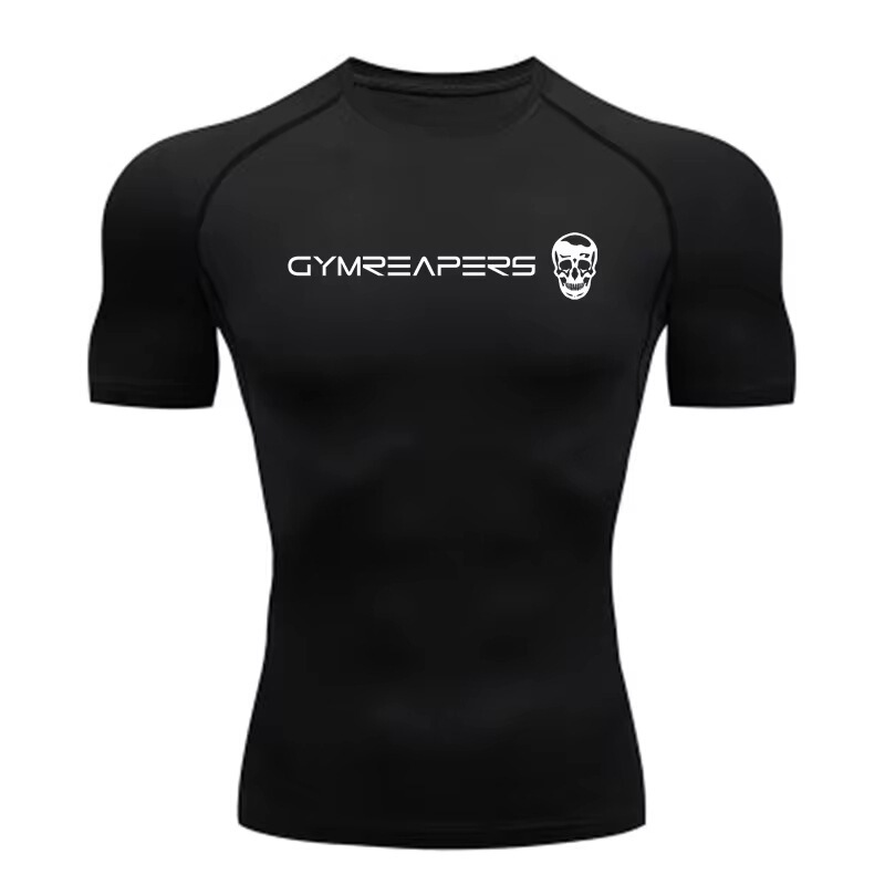 Skull Print Compression Shirt Men Gym Workout Running T-shirt Sport Athletic Quick Dry T-shirt Tops Short Skull Print Compression Shirt Men Gym Workout Running T-shirt Sport Athletic Quick Dry T-shirt Tops Short