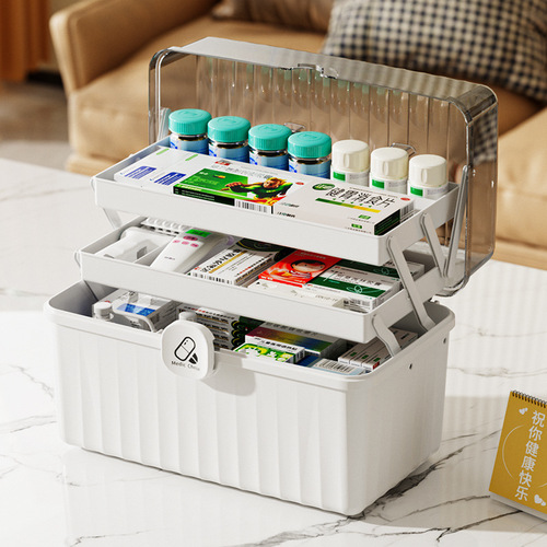 Medical box multi-layer large-capacity epidemic prevention medicine box outdoor portable first aid box medical storage box plastic storage box