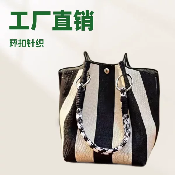 New style loop-knitted handbell bag, Korean and Japanese ins-style, high-end, color-blocking handbag, woven large-capacity bag for women