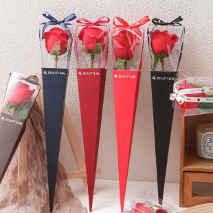 Chinese Valentine's Day Single Rose Box Stall High-End Bouquet Bag English Single Bag Rose Packaging Bag Waterproof Multiple Bags