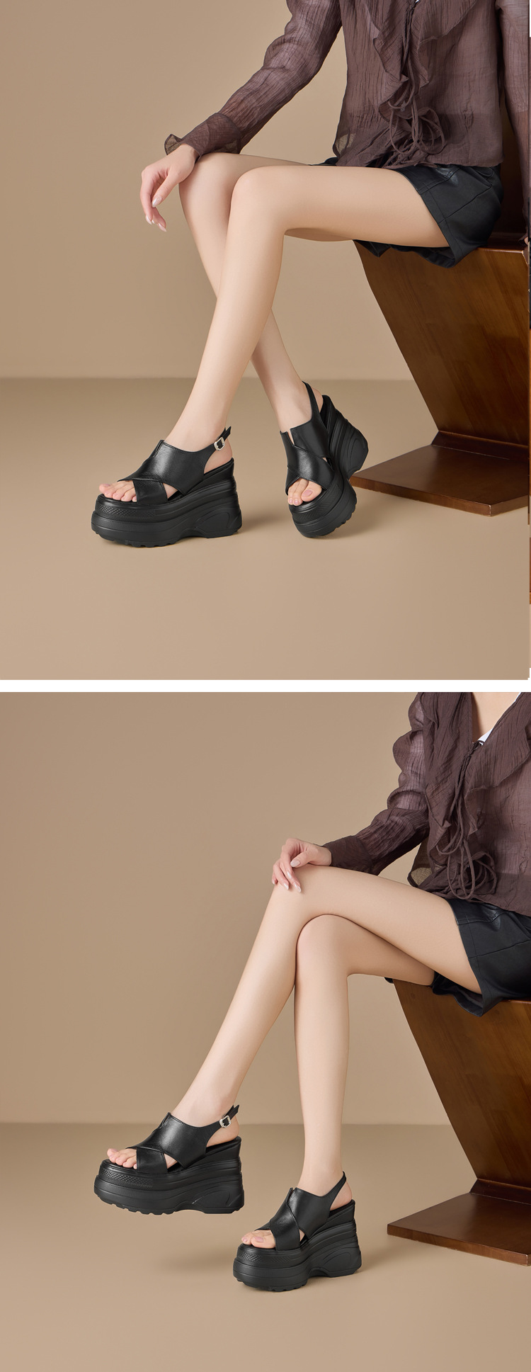 Sandal cao gót nữ hở mũi đế xuồng gót 12 cm — màu đen, màu mơ chi tiết 6
