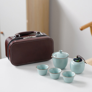 Portable outdoor kung fu travel tea set small ceramic cover Bowl Express Cup teapot business hand gift